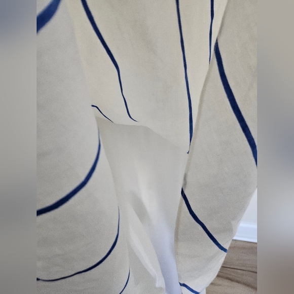 Lauren Ralph Lauren Women's 100% Linen White Blue Striped Midi Dress Sz 6. - Picture 9 of 16